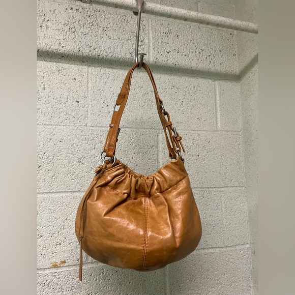 ASOS Leather Bag Purse Tan Ruched Bohemian Chic - Picture 17 of 17